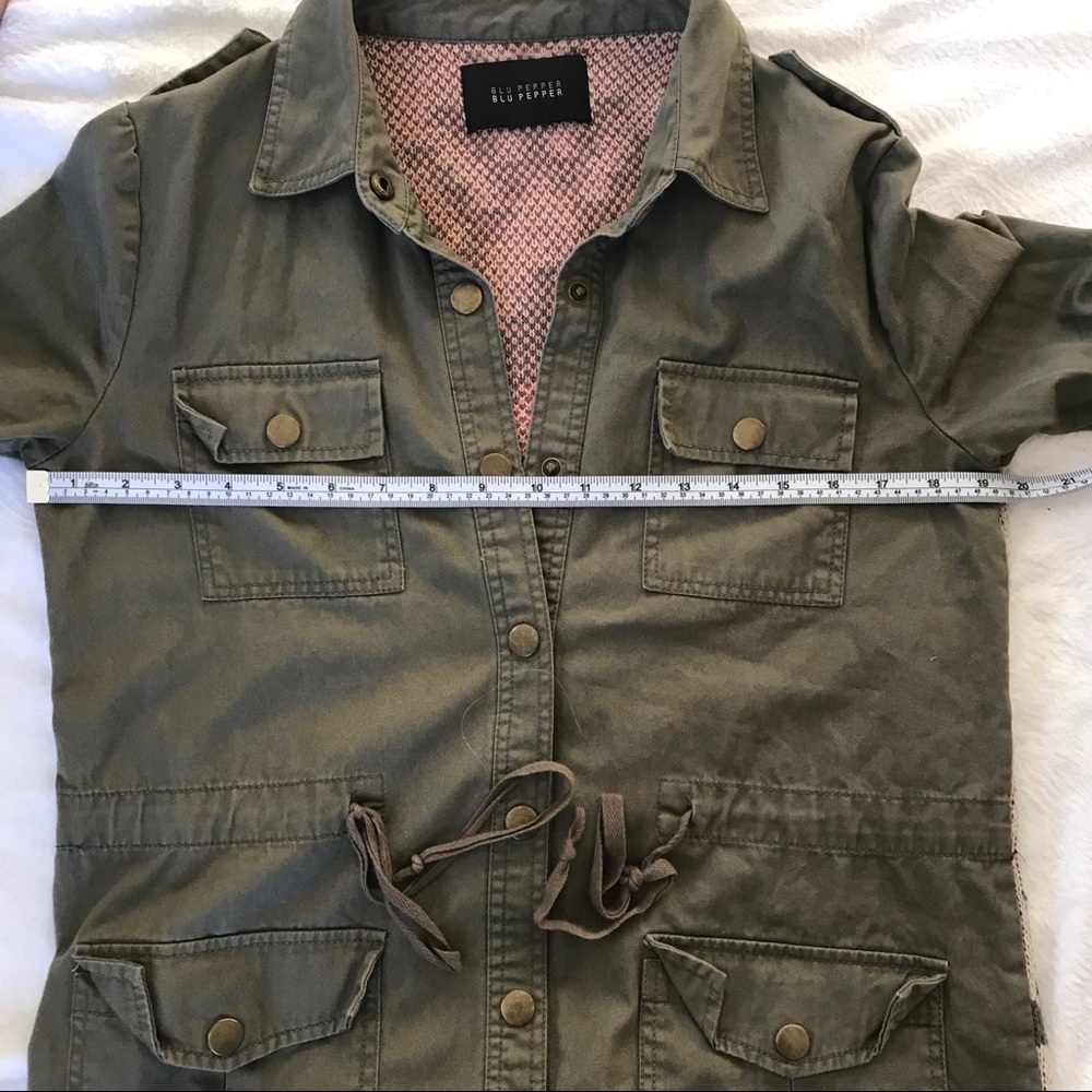 Blu Pepper Utility Jacket Green w/ Aztec Print - Picture 7 of 8